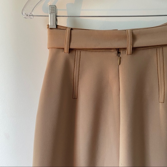 ELLERY Tan A-line Calf Length Skirt w/ Rhinestone Belt - Picture 4 of 4
